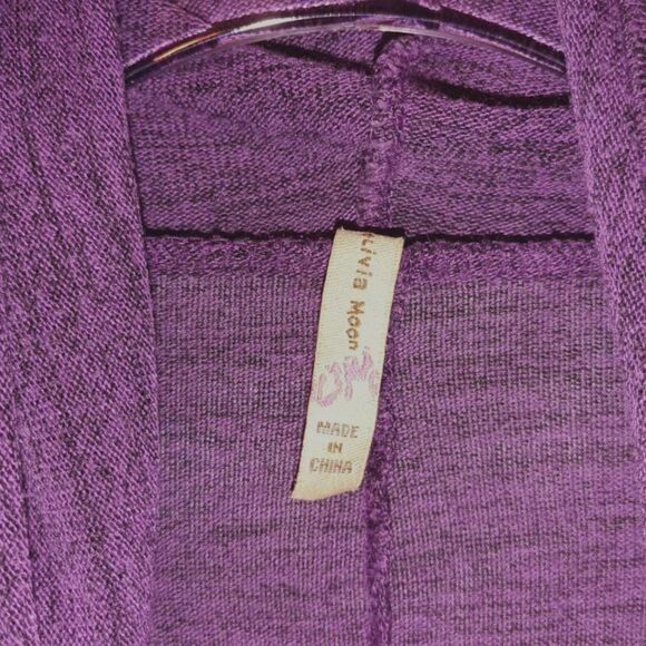 Olivia Moon Purple Heather 3/4 Sleeve Cowl Neck Sweater Size M - Picture 3 of 3